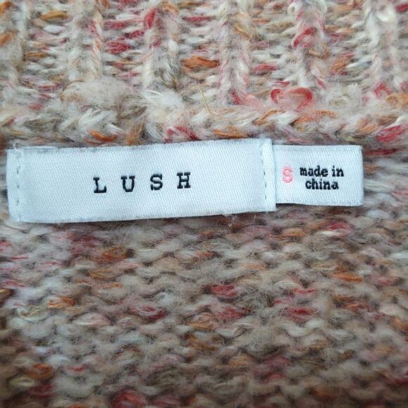 Lush taupe speckled pink balloon sleeve sweater wool blend - Picture 3 of 5